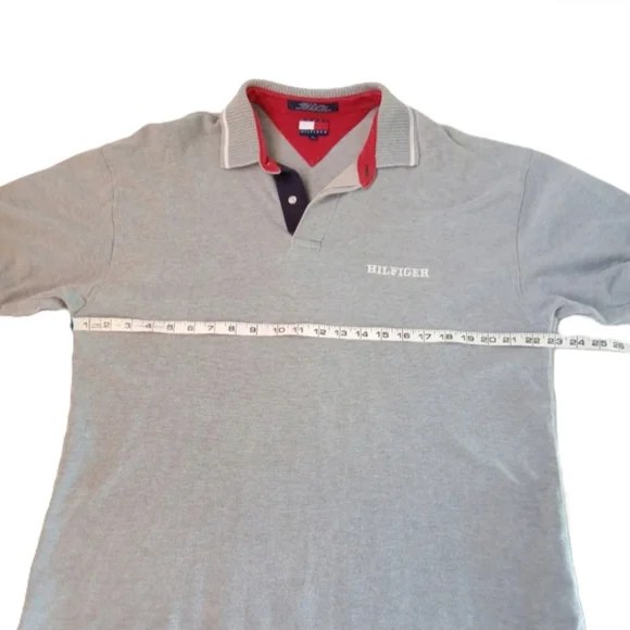 Tommy Hilfiger Gray Polo Shirt | EUC| Ribbed Collar - Picture 5 of 14